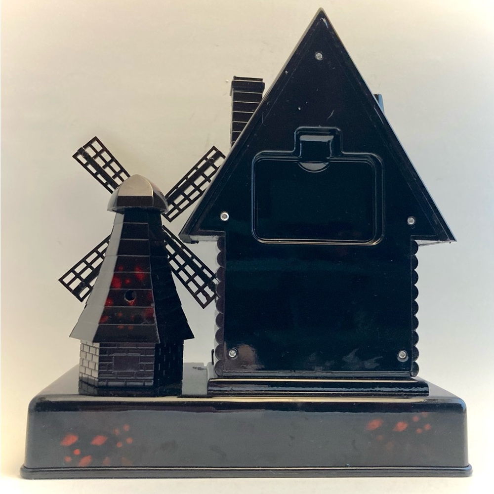 Black and Gold Windmill Music Box Clock - Unique Funky Goth - Picture 5 of 8